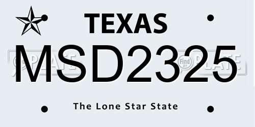 MSD2325 Texas License Plate