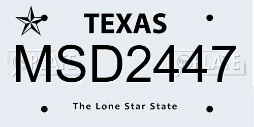 MSD2447 Texas License Plate