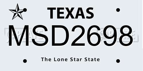 MSD2698 Texas License Plate