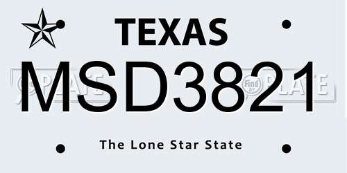 MSD3821 Texas License Plate