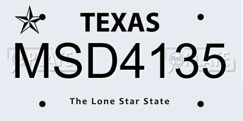 MSD4135 Texas License Plate