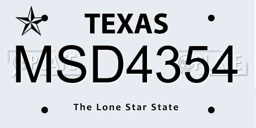 MSD4354 Texas License Plate