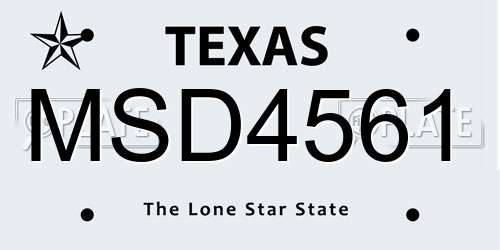 MSD4561 Texas License Plate