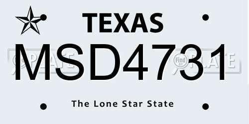 MSD4731 Texas License Plate