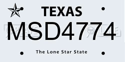 MSD4774 Texas License Plate