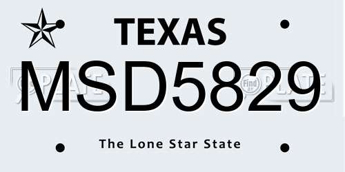 MSD5829 Texas License Plate