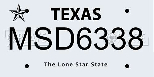 MSD6338 Texas License Plate