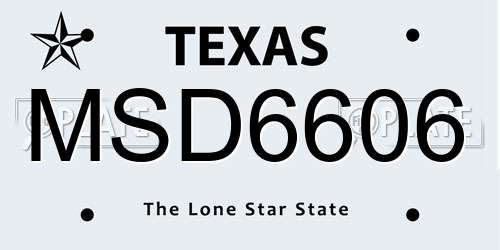 MSD6606 Texas License Plate