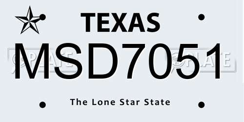 MSD7051 Texas License Plate