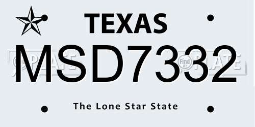 MSD7332 Texas License Plate