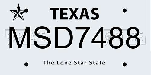 MSD7488 Texas License Plate
