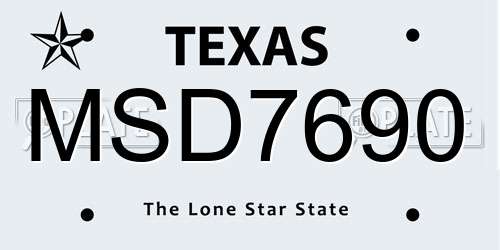MSD7690 Texas License Plate