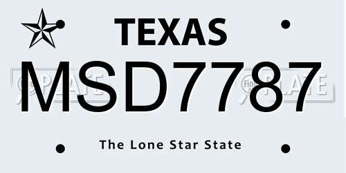 MSD7787 Texas License Plate