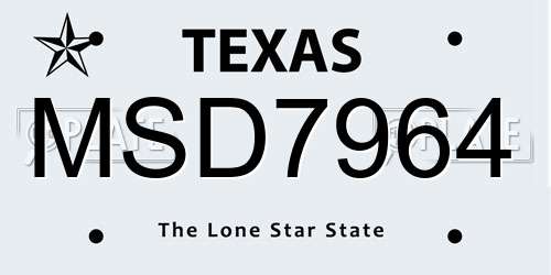 MSD7964 Texas License Plate
