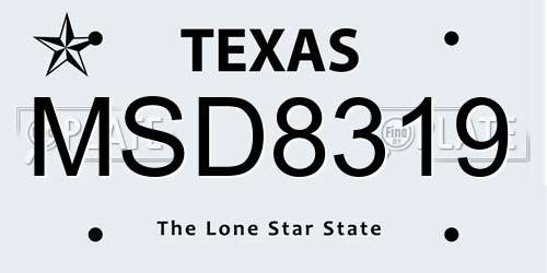 MSD8319 Texas License Plate