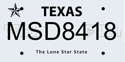 MSD8418 Texas License Plate