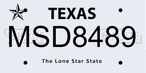 MSD8489 Texas License Plate