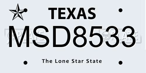 MSD8533 Texas License Plate