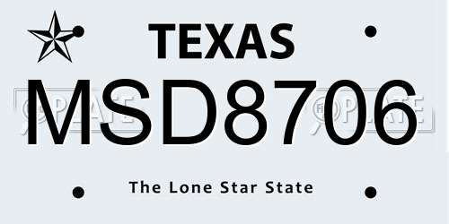 MSD8706 Texas License Plate