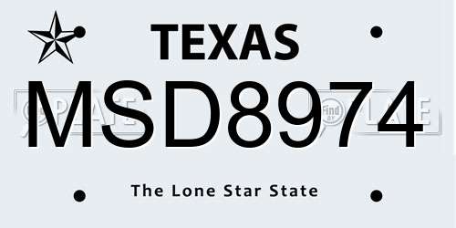 MSD8974 Texas License Plate