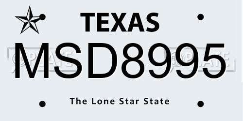 MSD8995 Texas License Plate
