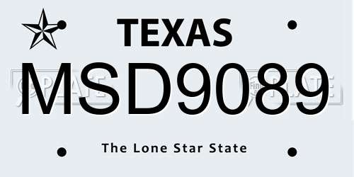 MSD9089 Texas License Plate