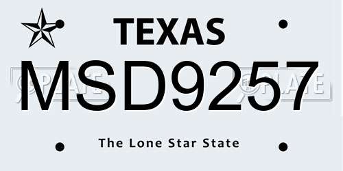 MSD9257 Texas License Plate