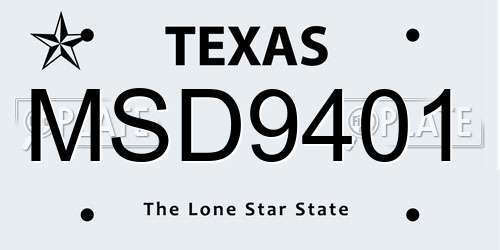 MSD9401 Texas License Plate