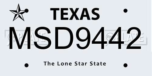 MSD9442 Texas License Plate