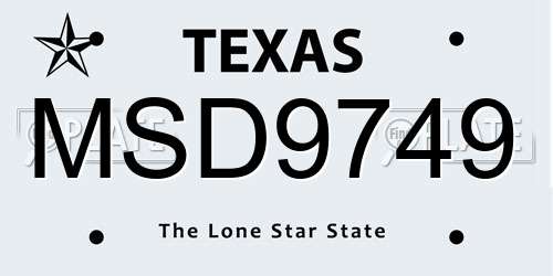 MSD9749 Texas License Plate