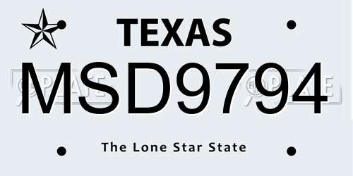 MSD9794 Texas License Plate