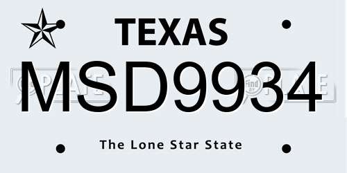 MSD9934 Texas License Plate