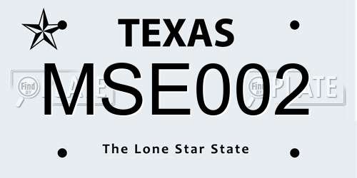 MSE002 Texas License Plate