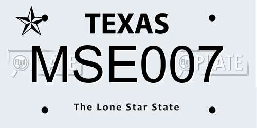 MSE007 Texas License Plate