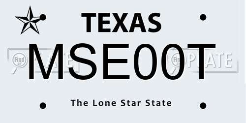 MSE00T Texas License Plate