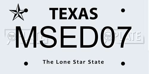 MSED07 Texas License Plate
