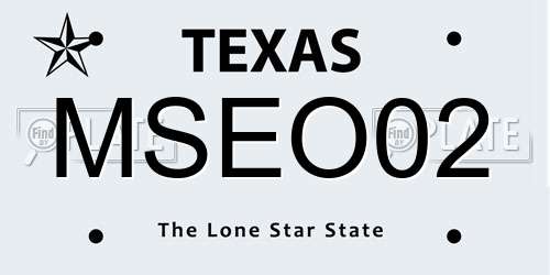 MSEO02 Texas License Plate
