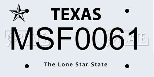 MSF0061 Texas License Plate