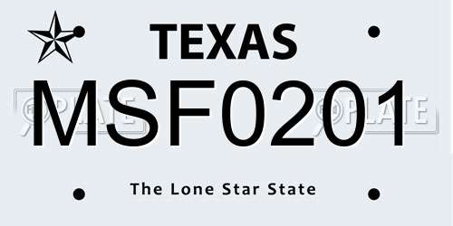 MSF0201 Texas License Plate