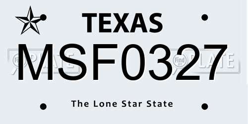 MSF0327 Texas License Plate