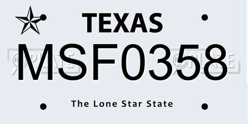 MSF0358 Texas License Plate