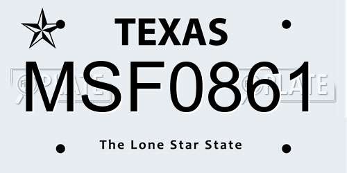 MSF0861 Texas License Plate