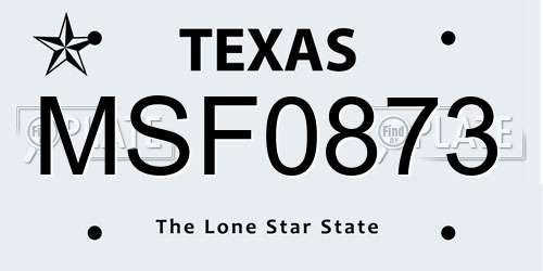 MSF0873 Texas License Plate