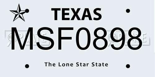 MSF0898 Texas License Plate