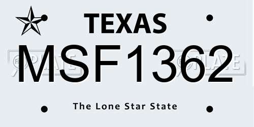 MSF1362 Texas License Plate