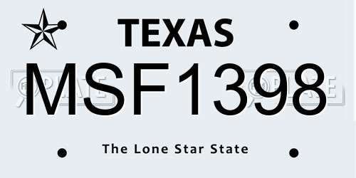 MSF1398 Texas License Plate