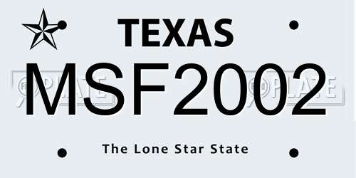 MSF2002 Texas License Plate