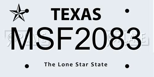 MSF2083 Texas License Plate