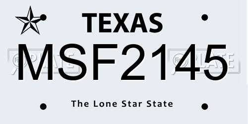 MSF2145 Texas License Plate