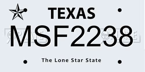MSF2238 Texas License Plate